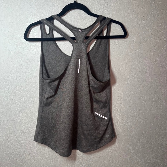 Nike Dri-FIT Med Gray Racerback Tank Top Women's Athletic Activewear - Picture 4 of 4